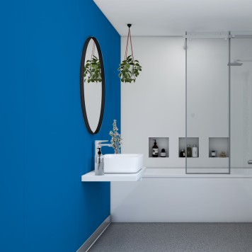 Panneau mural décoratif intérieur PVC Satiné Bleu "Ozone" Altro Whiterock Satins pour salle de bains 3