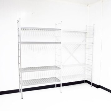 Rayonnage alimentaire aluminium anodisé-Suite-Tablettes Grilles-Hauteur 1450mm