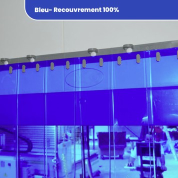 Rideau standard bleu transparent recouvrement 100% 2