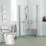 Réalisation paroi salle de bain avec Panneau mural décoratif intérieur PVC Satiné Vert blanc "Seofam" Altro Whiterock Satins
