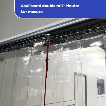 Rideau a lanieres PVC coulissant double rail (857) 2