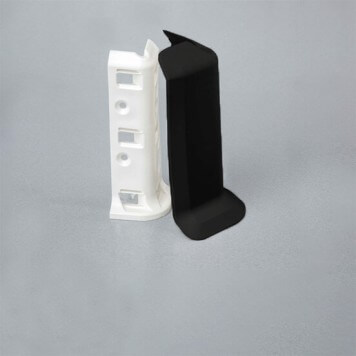Angle externe noir et support pour plinthe adhésive étanche