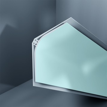 Congé d'angle interne PVC bleu vert mint 30 mm x 30 mm en 2 parties Altro pour habillage angle panneaux muraux épaisseur 2,5 mm