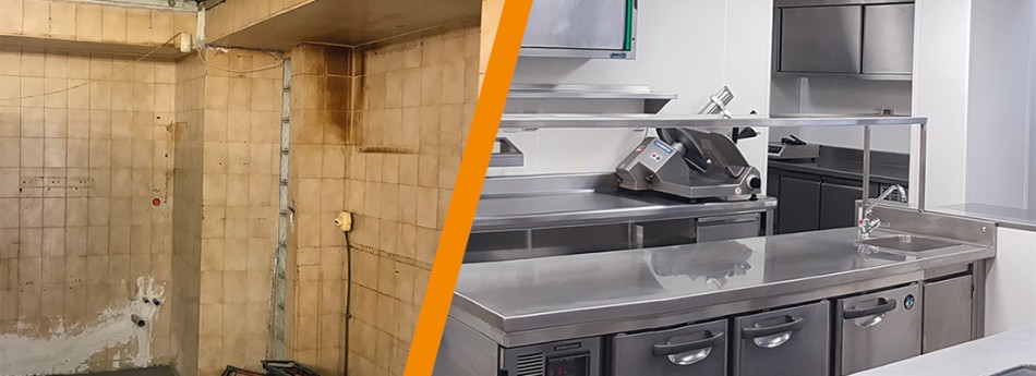 Avant après création d'une cuisine professionnelle
