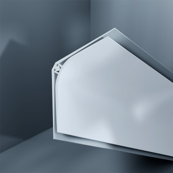 Congé d'angle interne PVC blanc bleu ice 30 mm x 30 mm en 2 parties Altro pour habillage angle panneaux muraux épaisseur 2,5 mm