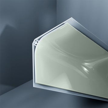 Congé d'angle interne PVC vert amande ice queen 30 mm x 30 mm en 2 parties Altro pour habillage angle panneaux muraux épaisseur 2,5 mm