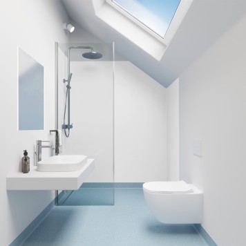 Panneau mural décoratif intérieur PVC Satiné Blanc Gris "Cesco" Altro Whiterock Satins pour salle de bains 2