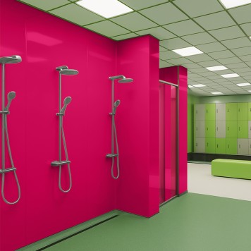 Panneau mural décoratif brillant jaune Altro Whiterock Rose Shocking Pink pour salle de bain 2