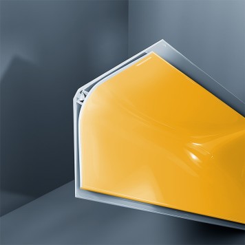 Congé d'angle interne PVC jaune taxi cab 30 mm x 30 mm en 2 parties Altro pour habillage angle panneaux muraux épaisseur 2,5 mm