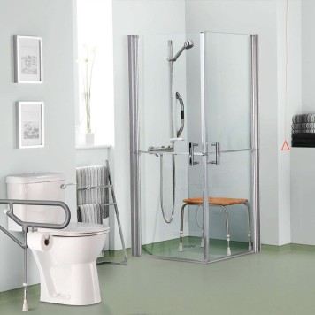 Réalisation paroi salle de bain avec Panneau mural décoratif intérieur PVC Satiné Vert blanc "Seofam" Altro Whiterock Satins