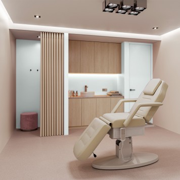 Réalisation paroi salle de bain avec Panneau mural décoratif intérieur PVC Satiné Vert blanc "Seofam" Altro Whiterock Satins