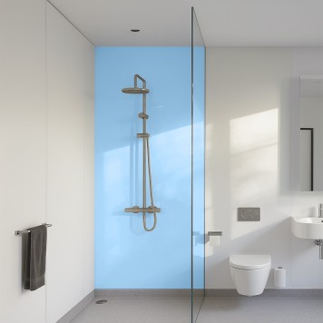 Panneau mural décoratif brillant jaune Altro Whiterock Bleu Doux Slip Stream pour salle de bain