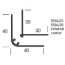 Baguette d'angle externe (sortant) PVC blanche 40 mm x 40 mm en 2 parties ALTRO pour panneaux muraux épaisseur 2,5 mm - Plan Section