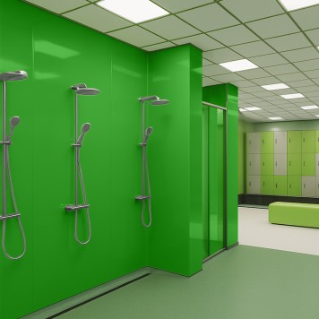 Panneau mural décoratif brillant jaune Altro Whiterock Vert Hawaiian Palm pour salle de bain 2
