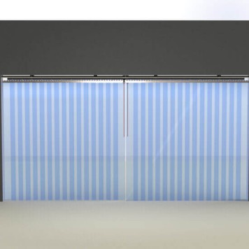 Rideau a lanieres PVC coulissant double rail