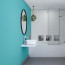 Réalisation crédence cuisine avec Panneau mural décoratif intérieur PVC Satiné Bleu Jade "Vibrance" Altro Whiterock Satins