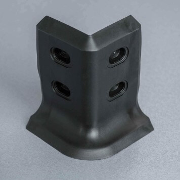 Angle externe noir pour plinthe PVC à lèvres souples sans bouchons