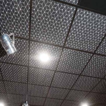 Dalles acoustiques noires avec motif cube