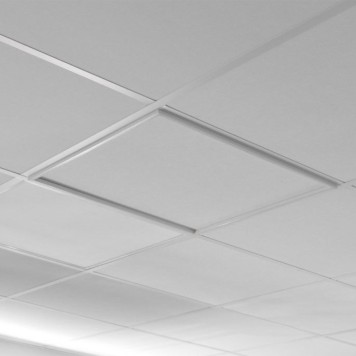 Plafonnier cadre LED 595x595 sur faux-plafond blanc