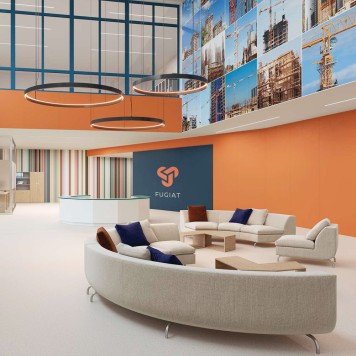 Réalisation parois de douche avec Panneau mural décoratif intérieur PVC Satiné Orange "Bergamot" Altro Whiterock Satins