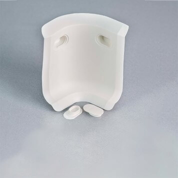 Angle interne blanc pour plinthe PVC à lèvres souples avec bouchons