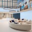 Réalisation crédence cuisine avec Panneau mural décoratif intérieur PVC Satiné Bleu Draguée "Clarity" Altro Whiterock Satins