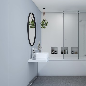 Panneau mural décoratif intérieur PVC Satiné Bleu "Flint" Altro Whiterock Satins pour salle de bain 3